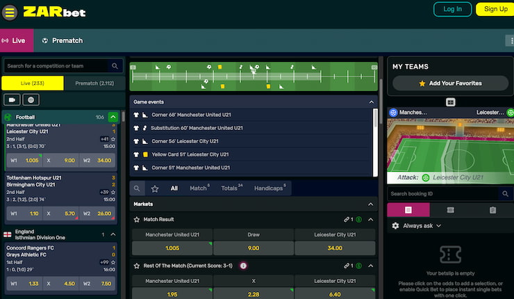 Live Betting at ZARbet