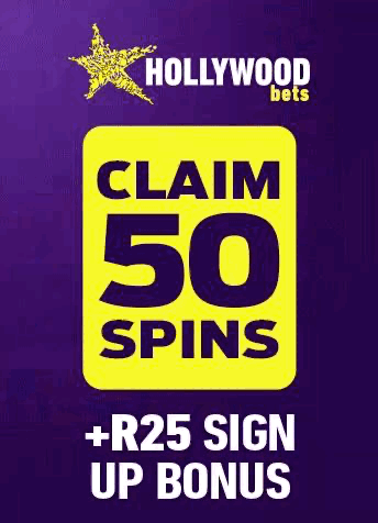 Hollywoodbets: claim 50 no-deposit free spins and an R25 sign-up bonus