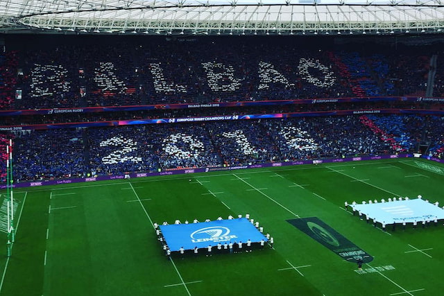 Packed stands at San Mamés stadium before the 2018 European Rugby Champions Cup final in Bilbao.