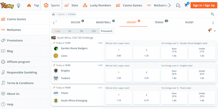 Cricket Betting Online at YesPlay