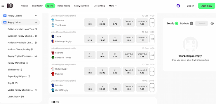 10bet URC Betting Online in SA