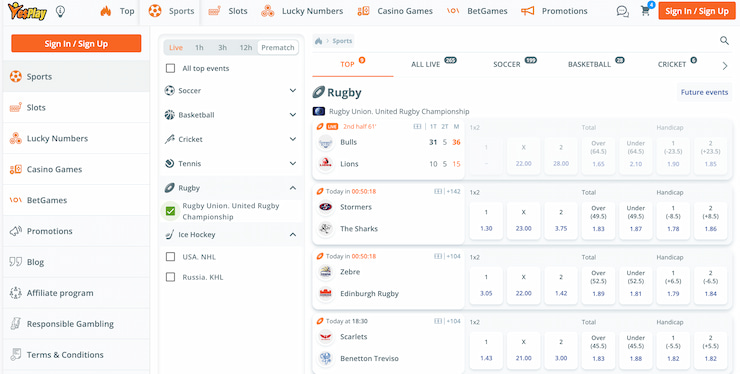 New URC Betting Site in SA YesPlay