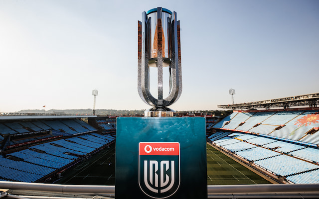 United Rugby Championship trophy on display at Loftus Versfeld Stadium ahead of the 2024 Grand Final.